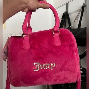 NWT Juicy Couture Hot Pink Fuzzy Faux Fur Handbag
